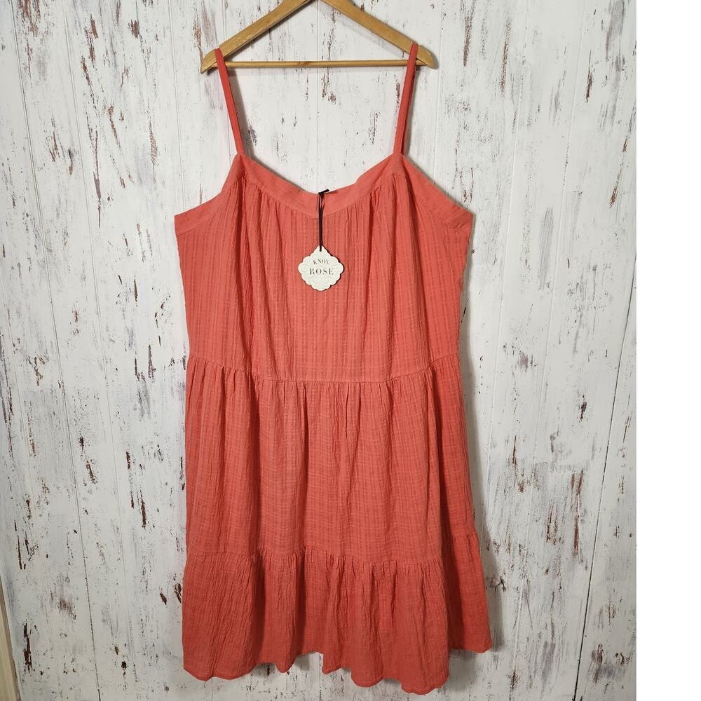 Knox Rose Maxi Dress Womens 4X Corral Pink Tiered Beach Vacation Spring Easter